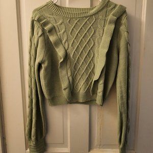 Pale Green Ruffled Sweater